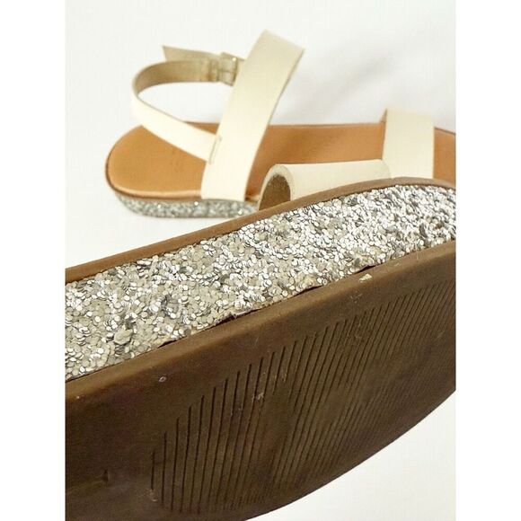 J Crew Flatform Sandals White And Glitter Ankle Strap Vintage Champagne 9.5 - Picture 16 of 16